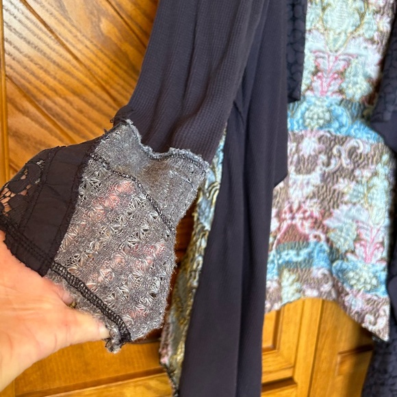 Aratta Silent Journey Sweater/jacket Boho Navy patchwork - Picture 3 of 7